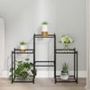 vidaXL Flower Stand Black Powder-coated iron Multiple Pot Holder