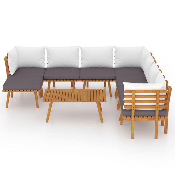 vidaXL Garden Lounge Set Dark grey Solid acacia wood Large Modular
