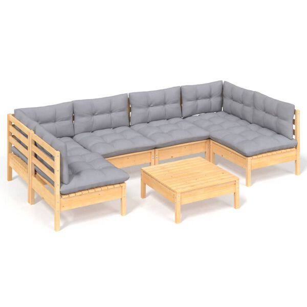 vidaXL Garden Lounge Set Grey Solid pinewood Medium Modular