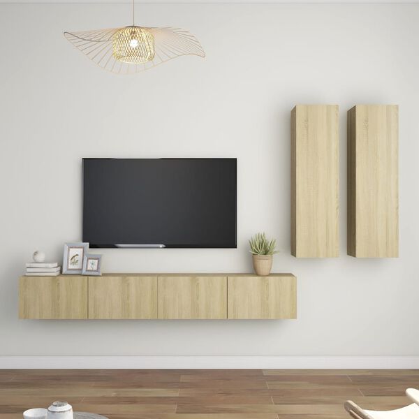 vidaXL TV Cabinet Set Set of 4 Sonoma Oak Engineered Wood TV Cabinet Set