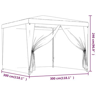 vidaXL Party Tent with 4 Mesh Sidewalls Green 9.8'x9.8' HDPE