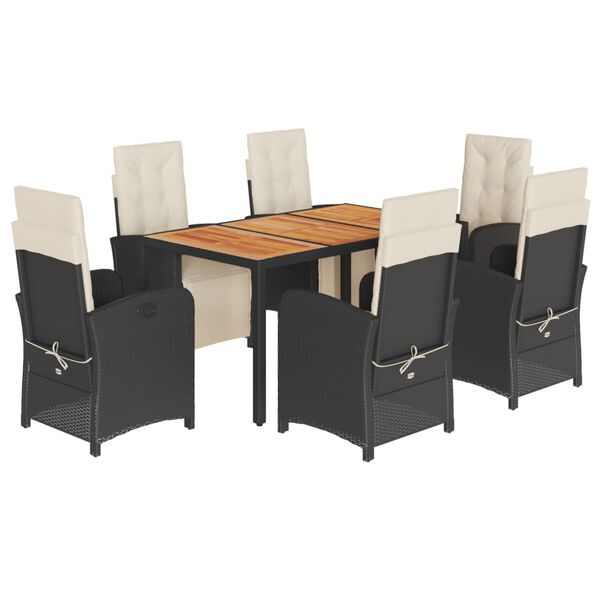 vidaXL Garden Dining Set Black and Cream White