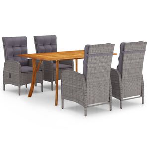 vidaXL Dining Set Grey Solid acacia wood 5 Piece Set Durable
