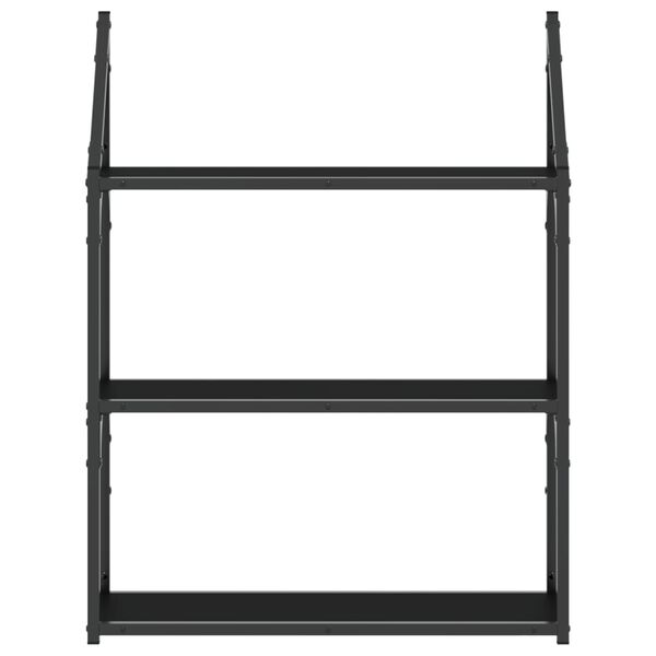 vidaXL Wall Shelf Black Engineered wood 23.6 x 8.3 x 30.9 in Wall Shelf