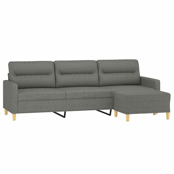 vidaXL 3-Seater Sofa with Footstool Dark Gray 82.7" Fabric