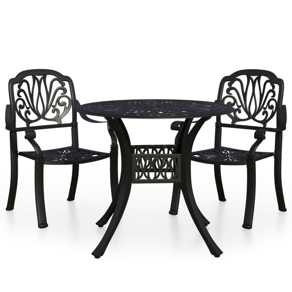 vidaXL Bistro Set Black Cast Aluminum Standard Durable Bistro Set