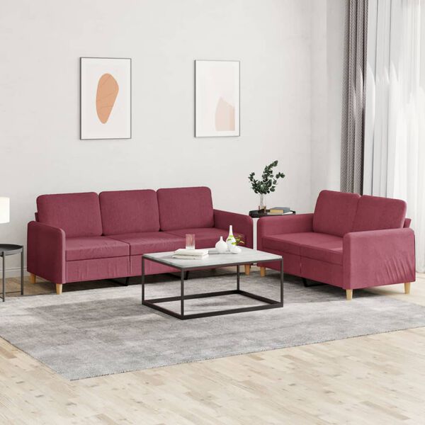 vidaXL Sofa Set Wine Red Polyester, Metal, Plywood, Textilene Standard