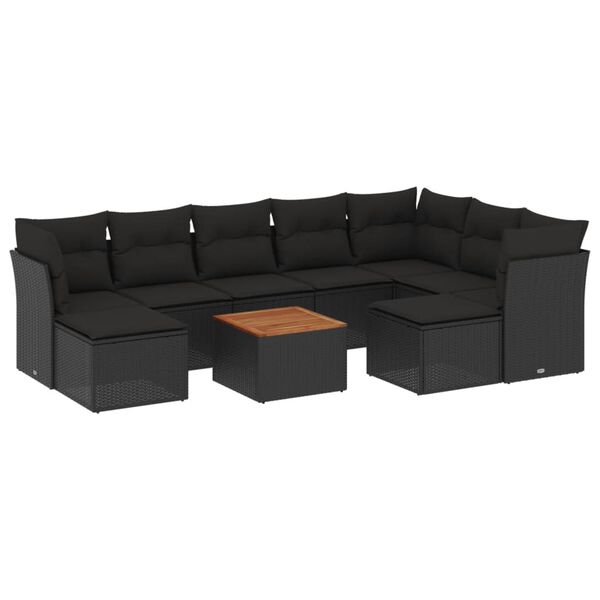 vidaXL Garden Sofa Set Black