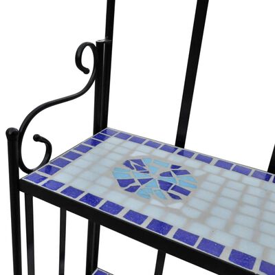 vidaXL Plant Stand Display Blue White Mosaic Pattern