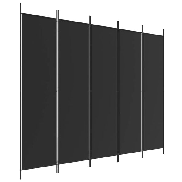 vidaXL 5-Panel Room Divider Black 98.4"x78.7" Fabric