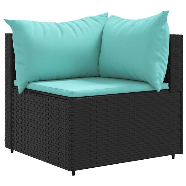 vidaXL 8 Piece Patio Lounge Set with Cushions Black Poly Rattan