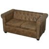 vidaXL Sofa Brown Faux leather Standard Durable Chesterfield Sofa