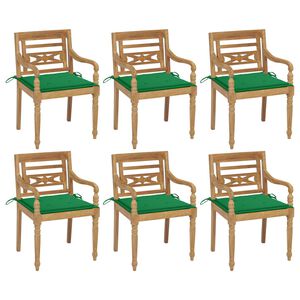 vidaXL Batavia Chair Set of 6 Natural wood Teak wood Standard