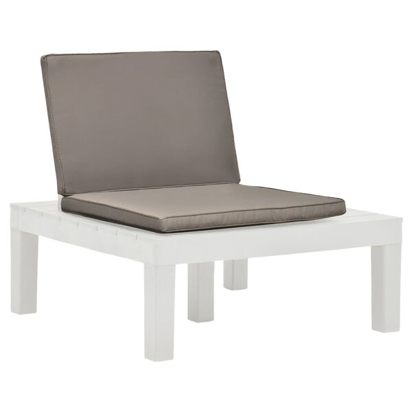 vidaXL Patio Lounge Chair with Cushion Plastic White