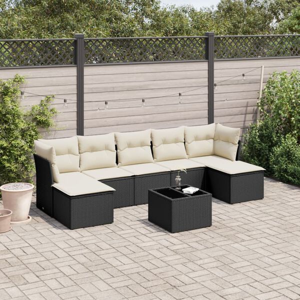 vidaXL Garden Sofa Set Black PE rattan Modular Garden Sofa Set Square