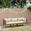 vidaXL Garden Lounge Set Cream Solid acacia wood, fabric (100% polyester)