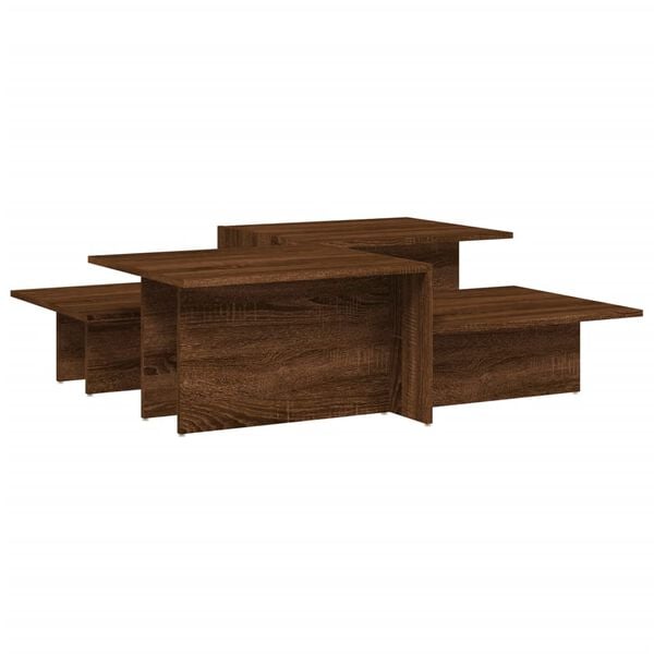 vidaXL Coffee Table Set of 2 Brown oak Engineered wood Medium Storage