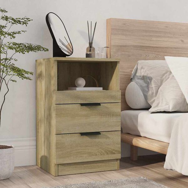 vidaXL Bedside Cabinet Sonoma oak Engineered wood Medium Bedside Cabinet