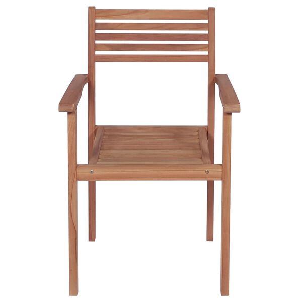 vidaXL Stackable Chair Set of 8 Natural Teak Teak wood Standard