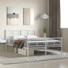 vidaXL Metal Bed Frame White Powder-Coated Steel Full Metal Bed Frame