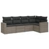 vidaXL Garden Sofa Set Grey PE Rattan, Powder-Coated Steel Large Modular