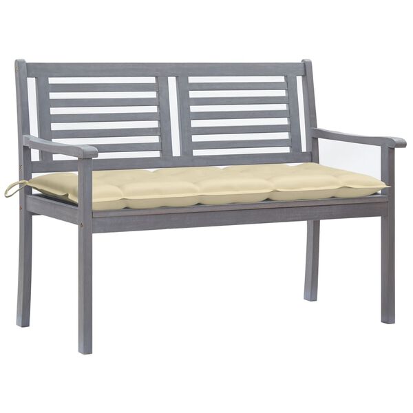 vidaXL Bench Grey Solid eucalyptus wood Medium Ergonomic Bench