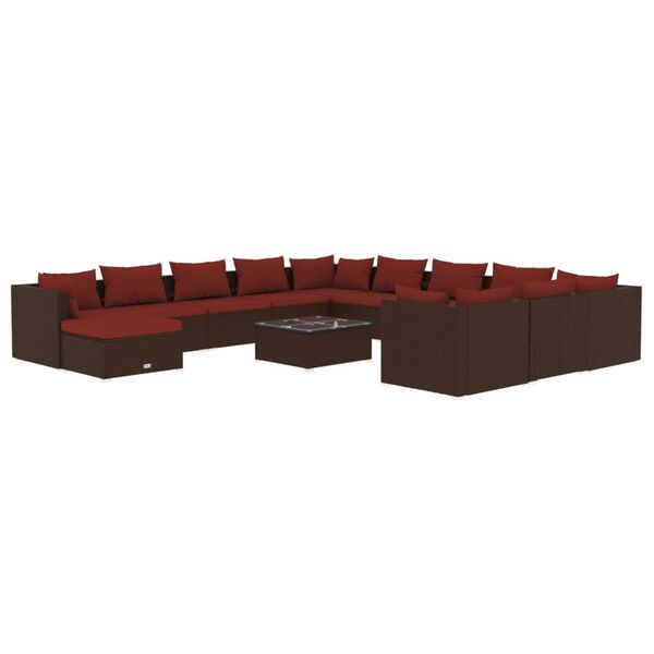 vidaXL Garden Lounge Set Brown PE rattan Large Modular