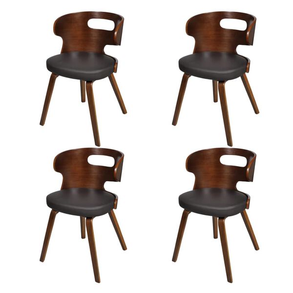 vidaXL Dining Chair Set of 4 Brown Plywood Standard Ergonomic
