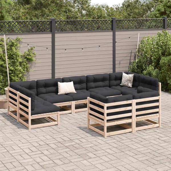 vidaXL Garden Sofa Set Natural Wood Solid Pine Wood 9-Piece Set Modular