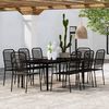 vidaXL Dining Set Black Powder-coated steel, glass, cotton rope Large