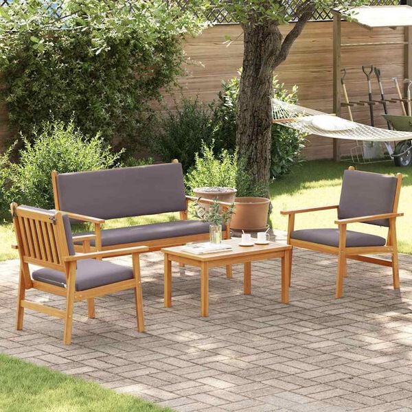 vidaXL Garden Sofa Set 4 pcs Brown 47.24 x 25.79 x 31.10 in