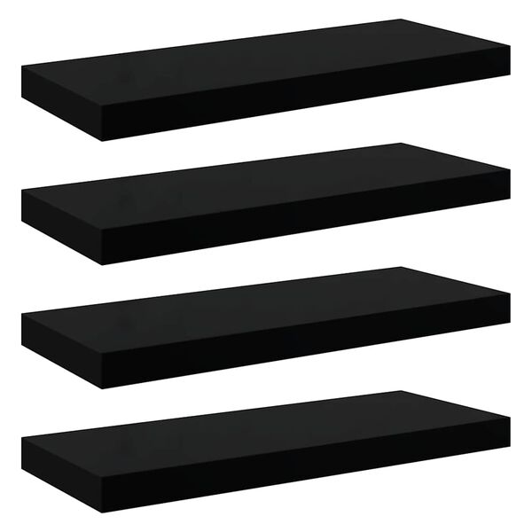 vidaXL Wall Shelf Set of 4 High gloss black Honeycomb MDF, metal frame