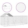 vidaXL Outdoor Dog Kennel Silver Galvanized steel, Polyethylene