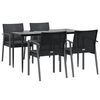 vidaXL Garden Dining Set Black PE rattan Medium Durable