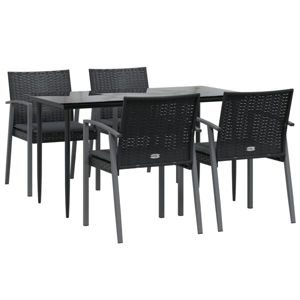 vidaXL Garden Dining Set Black PE rattan Medium Durable