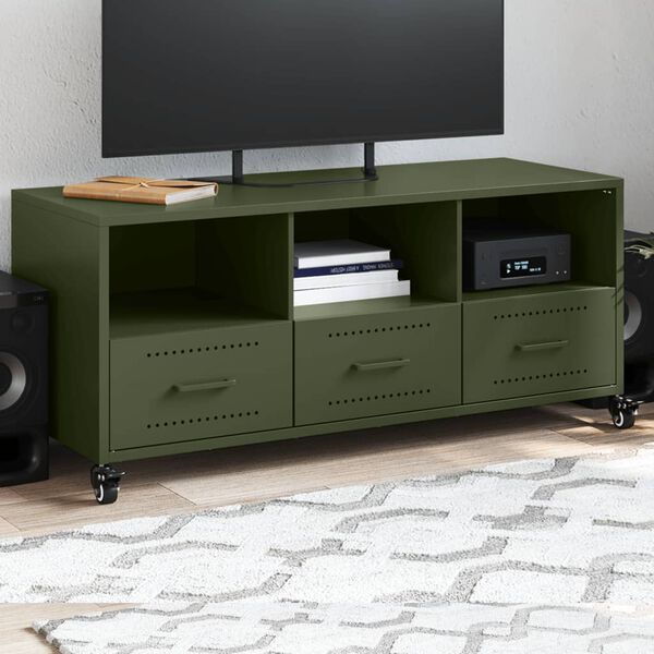 vidaXL TV Cabinet Olive Green Cold-Rolled Steel Medium TV Cabinet