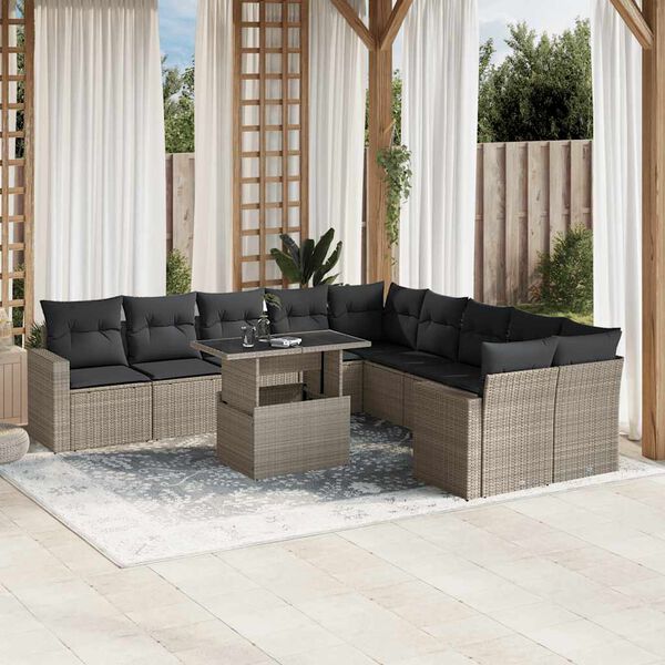 vidaXL Garden Sofa Set Light Grey PE rattan Medium Modular