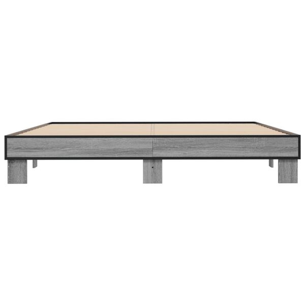 vidaXL Bed Frame Gray Sonoma Engineered wood, metal Double Durable