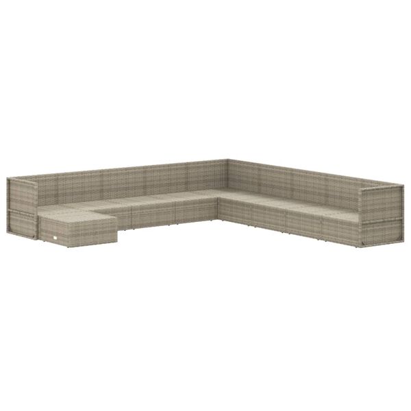 vidaXL Garden Lounge Set Gray PE Rattan and Powder-Coated Steel Large