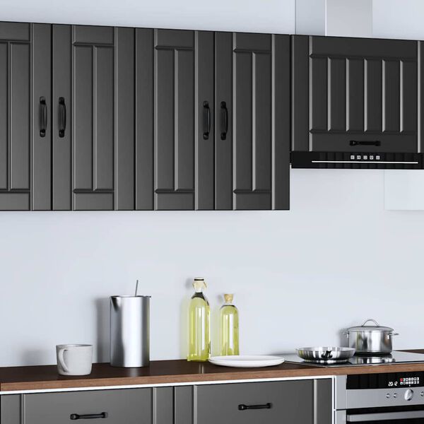 vidaXL Kitchen Wall Cabinet Black Engineered Wood Standard