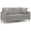 vidaXL 2-Seater Sofa with Pillows&Cushions Light Gray 55.1" Fabric