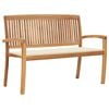 vidaXL Garden Bench Teak 2-seater Stackable Durable Wooden Bench