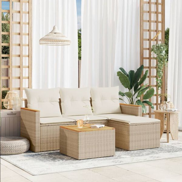 vidaXL Garden Sofa Set Beige Polyethylene (PE) rattan Large Modular