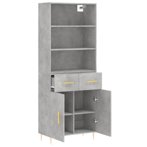 vidaXL Highboard Concrete grey Engineered wood, Metal Tall Highboard