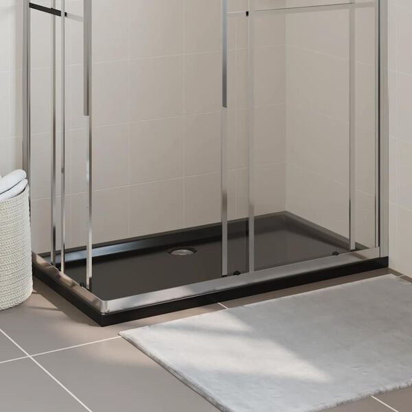 vidaXL Rectangular ABS Shower Base Tray Black 27.6"x47.2"