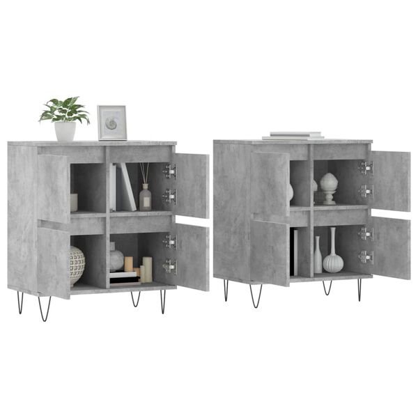 vidaXL Sideboard Set of 2 Concrete Gray Engineered Wood Large