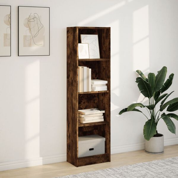 vidaXL Bookcase Smoked Oak Engineered Wood Medium Bookcase Rectangular