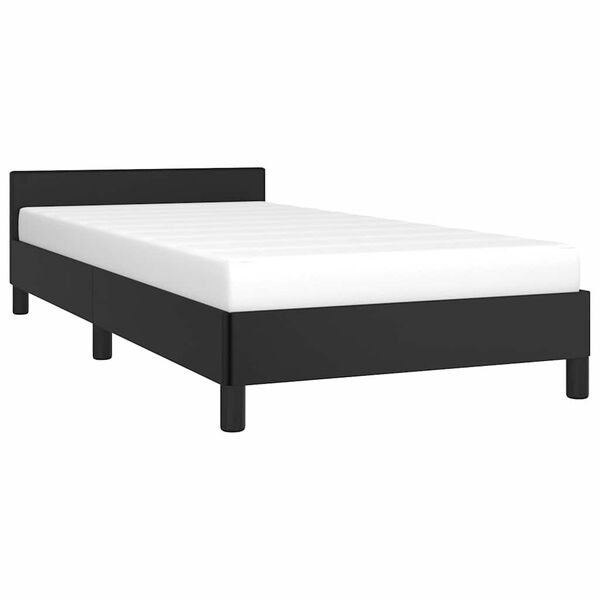 vidaXL Bed Frame With Headboard Black Faux leather, plywood, engineered wood