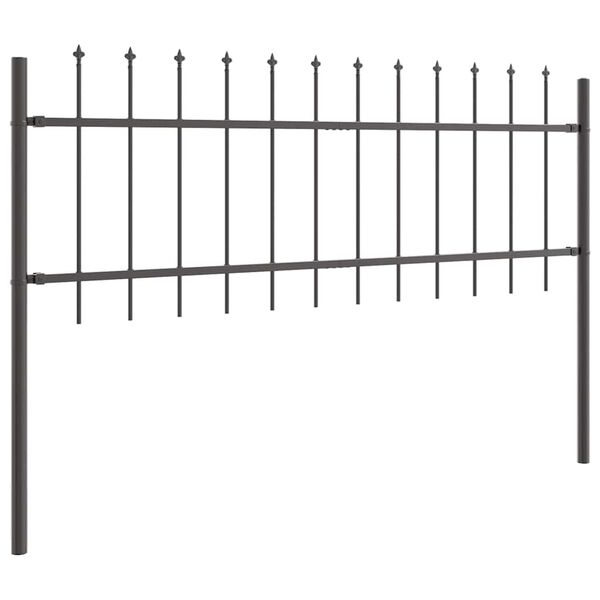 vidaXL Garden Fence 9 pcs Grey 50.20 x 1.97 ft Powder-coated Steel