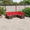 vidaXL 7 Piece Patio Sofa Set with Cushions Brown Poly Rattan